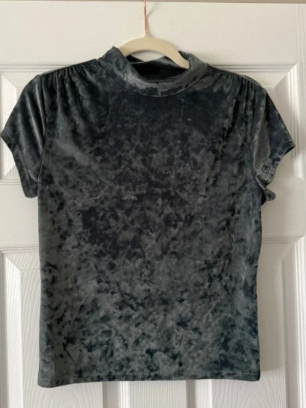 a new day blue/grey/green Velvet mock neck Top - Picture 1 of 4